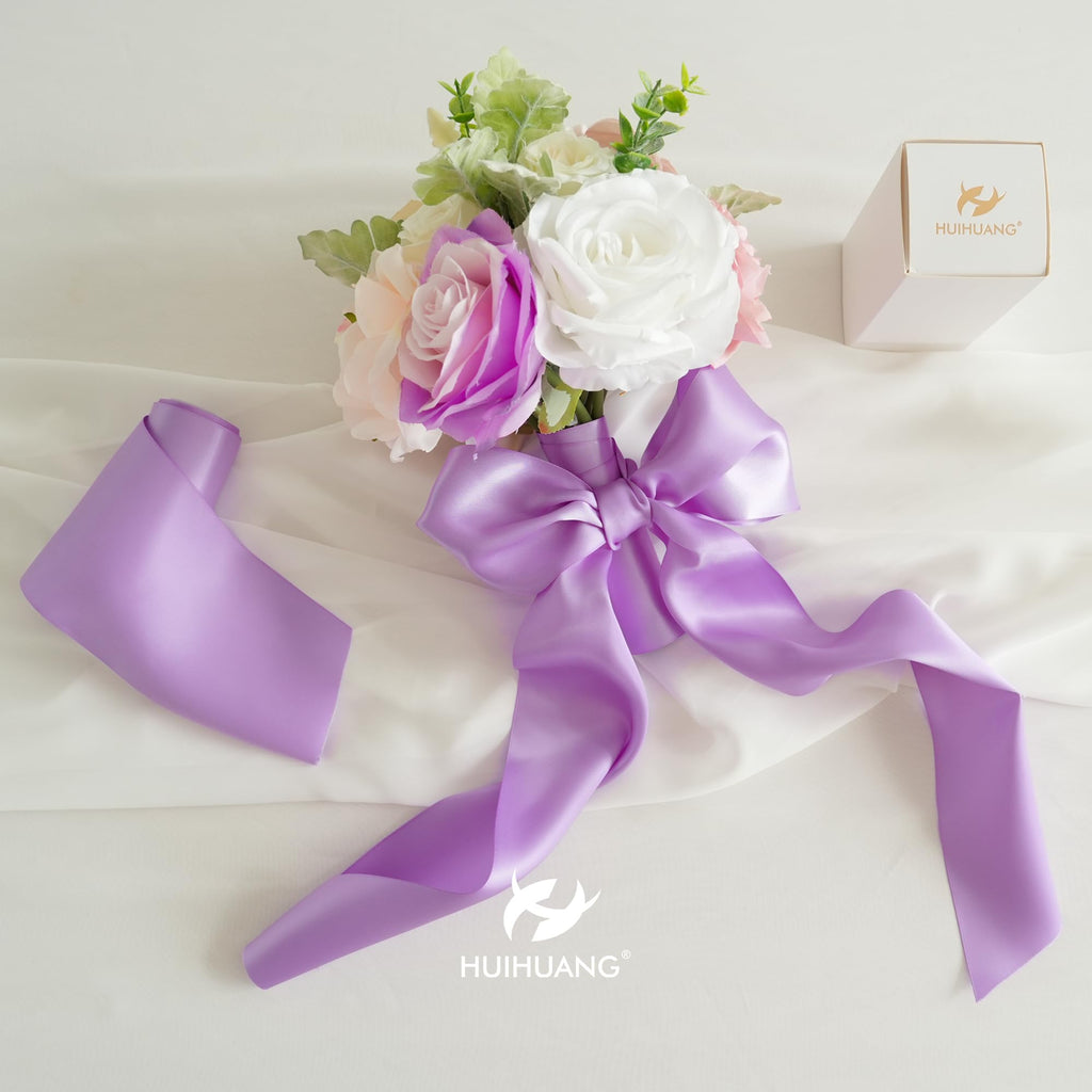 Liliac Purple Double Sided Satin Ribbon 4 inch Wide 10 Yards