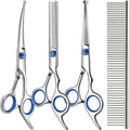 Professional 4 in 1 Dog & Cat Grooming Scissors Kit with Safety Round Tips,Sharp & Durable,Dog Shears for Grooming