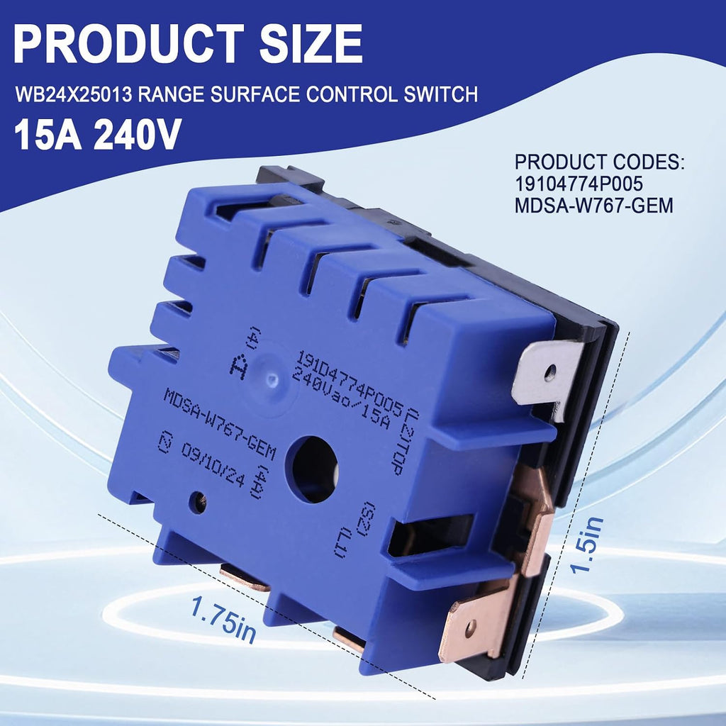 WB24X25013 Dual-Element Infinite Switch for GE Electric Stove Burner