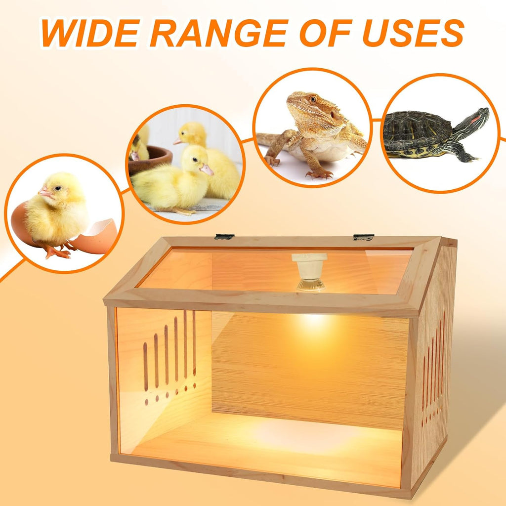 Brooder Box for Chicks，Indoor Smart Wooden Poultry Brooder with Heater, Suitable for 5-7 Newborn Chicks, Ducks