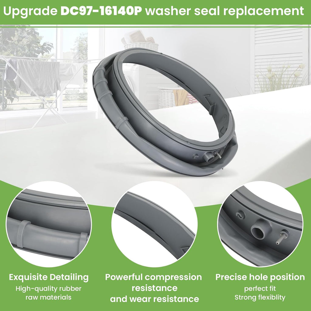 DC97-16140P Washer Door Boot Seal Gasket for Samsung Washing Machine Parts WF45M5500AZ/A5,WF45K6200AW/A2,WF45N5300AW/US Replace 4546012,AP6002538,PS11735181,EAP11735181 Washer Rubber Seal Replacement
