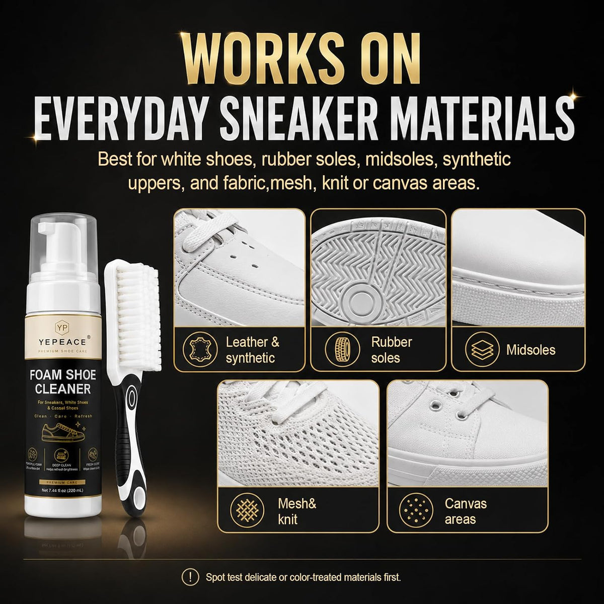 Shoe Cleaner Kit, Sneaker Cleaner Foam for White Shoes, 7.44 fl oz (220 mL) Deep Cleaning Foam with Long-Handle Brush