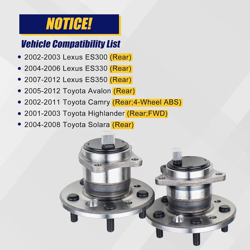 KUSATEC 512206 512207 Rear Wheel Bearing and Hub Assembly