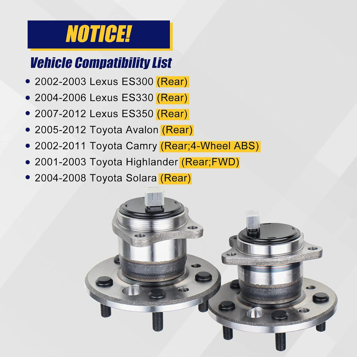KUSATEC 512206 512207 Rear Wheel Bearing and Hub Assembly