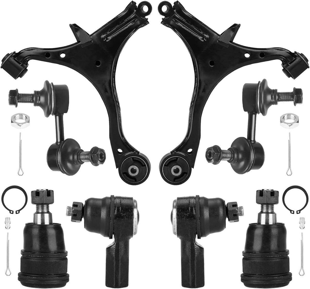 Front Lower Control Arm Suspension Kit Fit for Honda Civic 2001 2002 2003 2004 2005 (Not for SI Models), with Ball Joints Sway Bars Outer Tie Rods - 8pcs