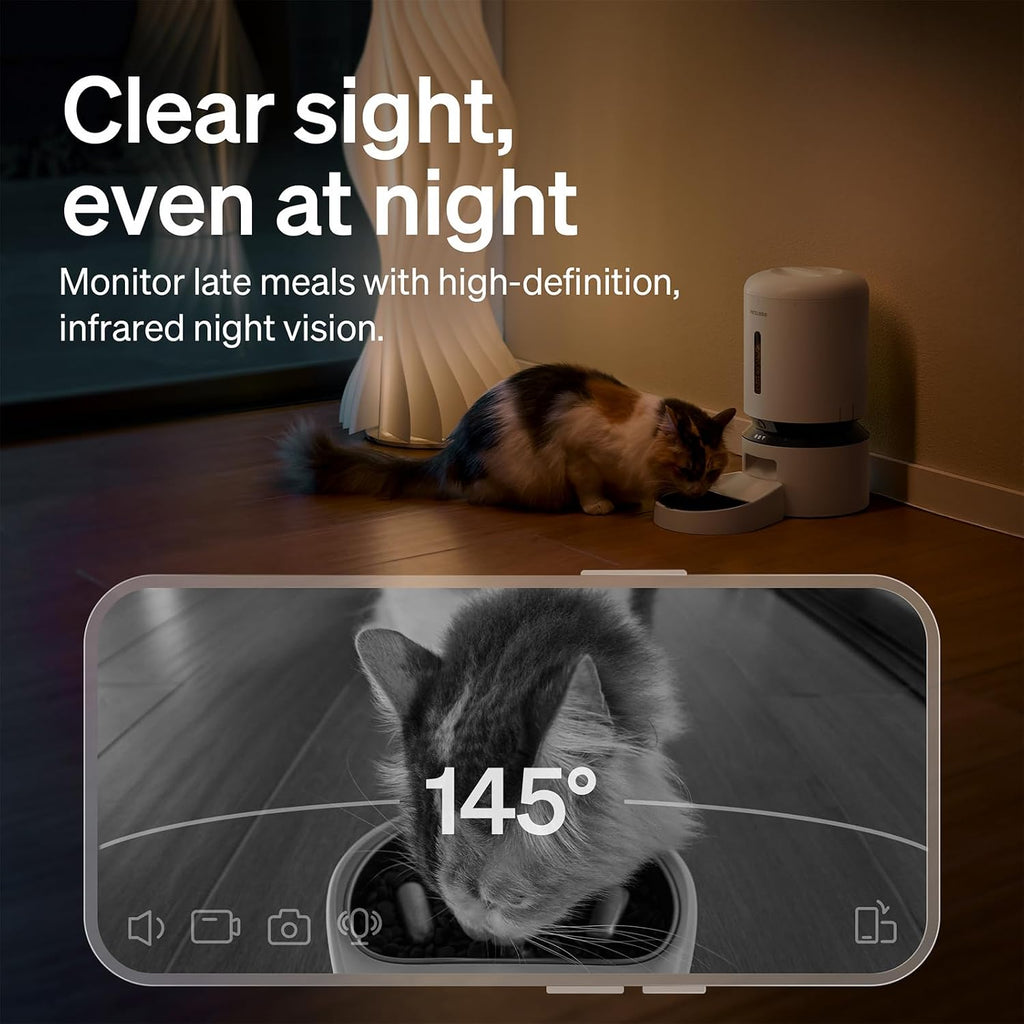 Automatic Cat Feeder with Camera, Auto Pet Food Dispenser Slow Feeder Dog Bowl, 1080P HD Video with Night Vision, 5G