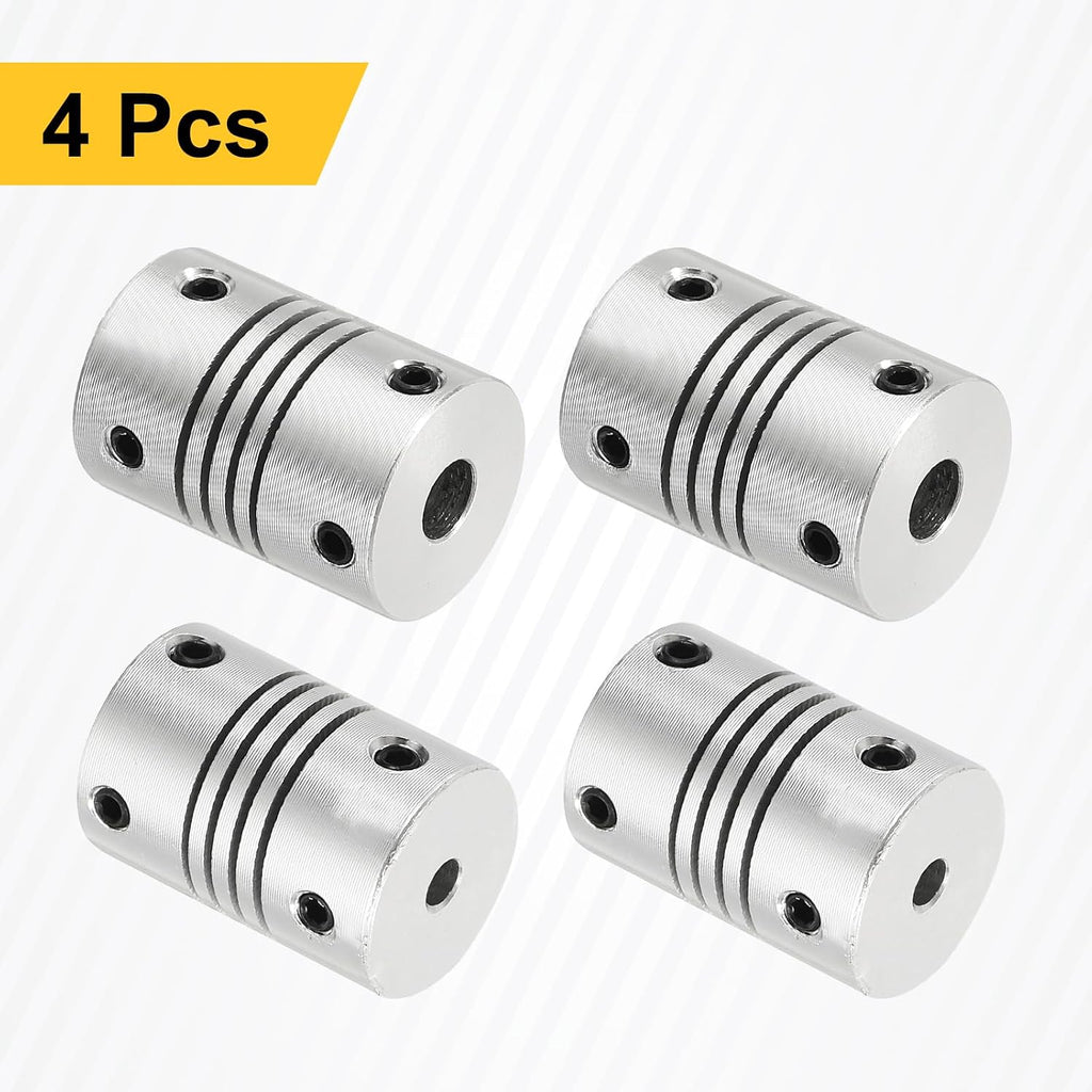 uxcell 4Pcs Flexible Couplings 3.17mm to 5mm Aluminum Alloy Joint Connector