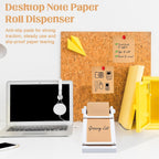 Desktop Note Paper Roll Dispenser with 98ft Note Taking Roller Wooden Kraft Paper Roll Holder Fit 3x2.75 Inch Sticky
