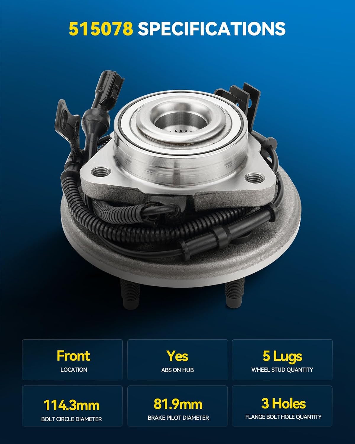 PHILTOP Front 515078 Wheel Bearing Hub Assembly 5 Lugs for Ford Explorer