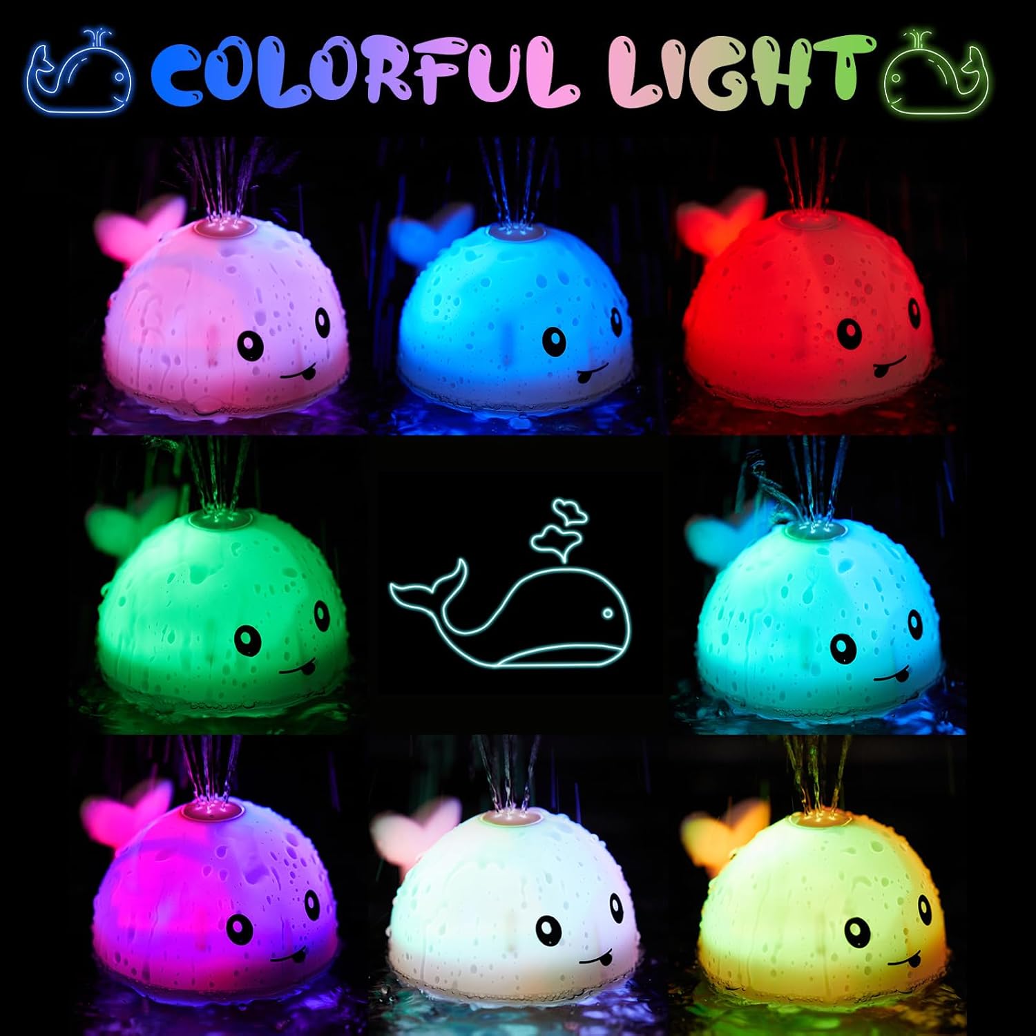 Baby Bath Toys, Pool Water Toys for Babies, Toddler Bath Toys for Kids Ages 1-3, 1 Year Old Boy Girl Gift Light Up