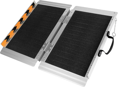 2FT Portable Wheelchair Ramp, 600 LBS Capacity Folding Handicap Ramp, Non-Slip Aluminum Portable Ramps, Threshold