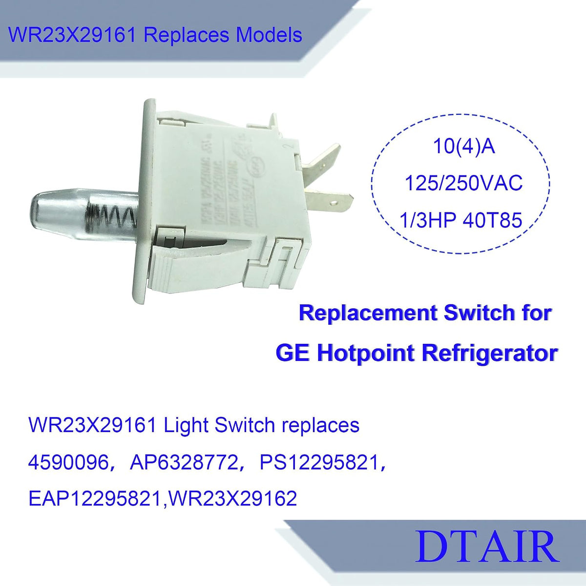 DTAIR WR23X29161 Fresh Food Door Light Switch Replacement for GE Refrigerator WR23X29162 4590096 PS12295821