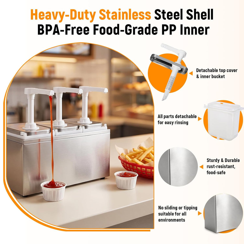 6L Sauce Dispenser Pump, Commercial Condiment Pump Station