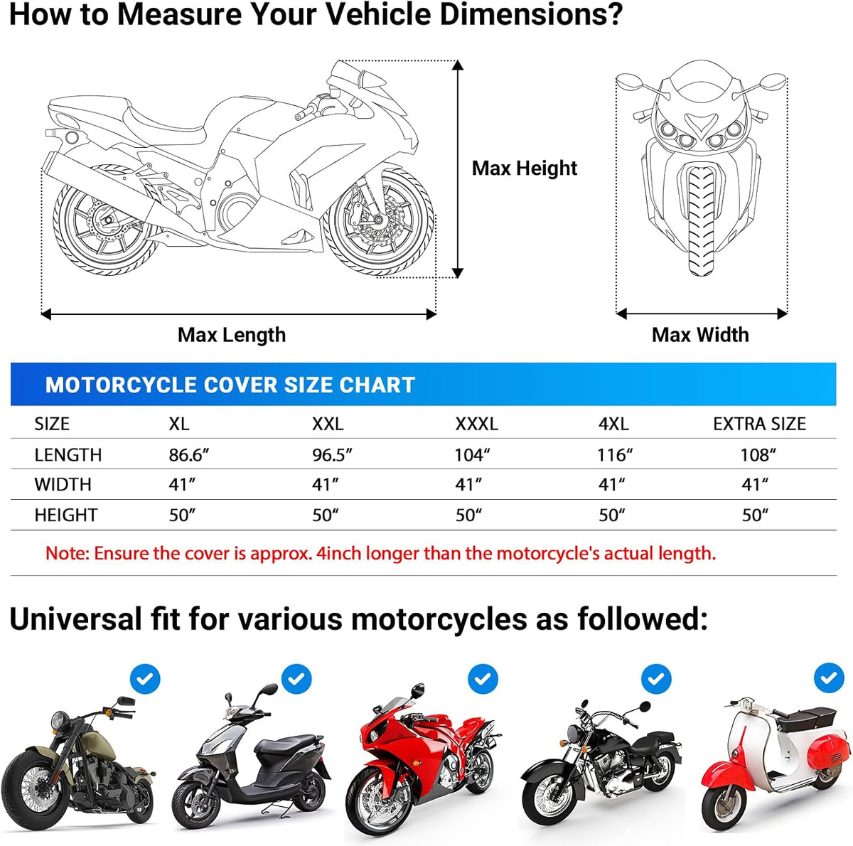 Motorcycle Cover Waterproof Outdoor All Weather Protection