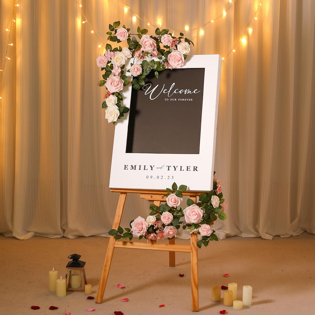 5FT Blush Cream Pink Artificial Rose Garland for Wedding Arch Table