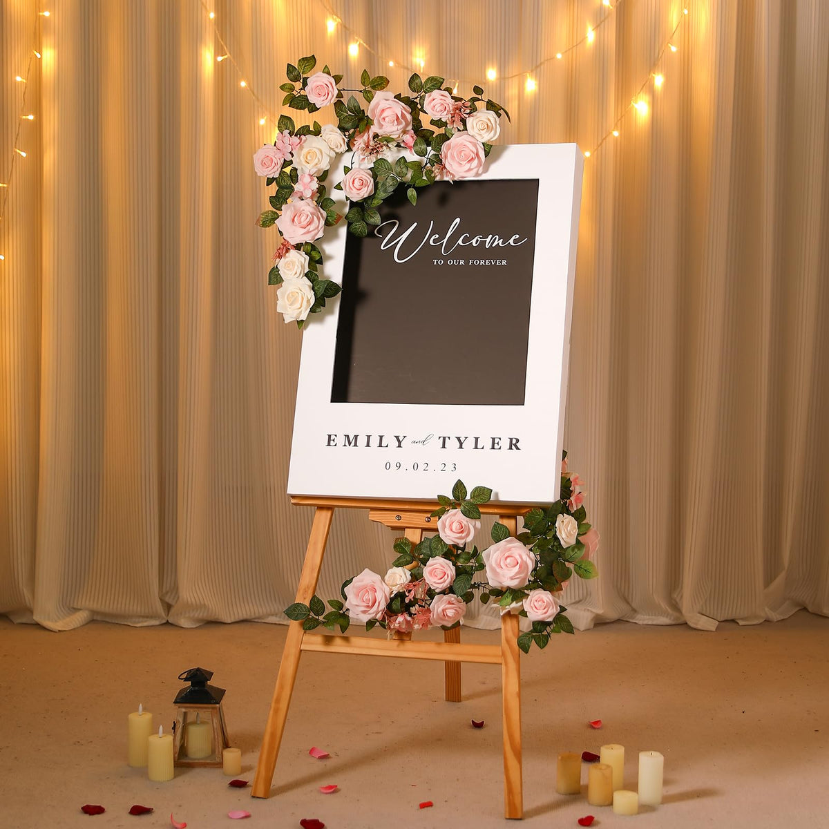 5FT Blush Cream Pink Artificial Rose Garland for Wedding Arch Table