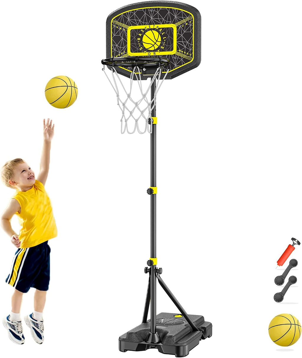 Kids Basketball Hoop 3.6-6.2ft Adjustable Indoor Outdoor | Plastic Basketball Net Goal in the Yard Gift Toys for Kids