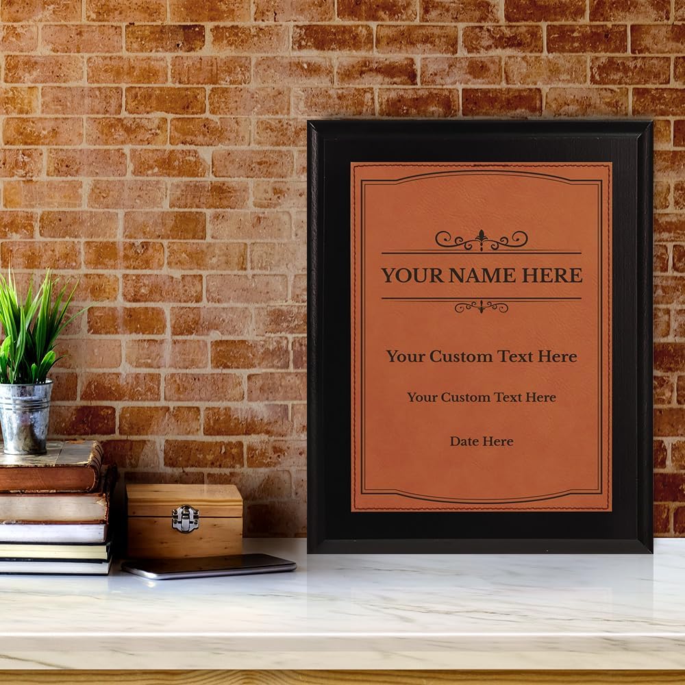 Certificate Award Theme, Black Wood Frame Customizable Leatherette Award Plaque | Easel Mount Option | Recognition of