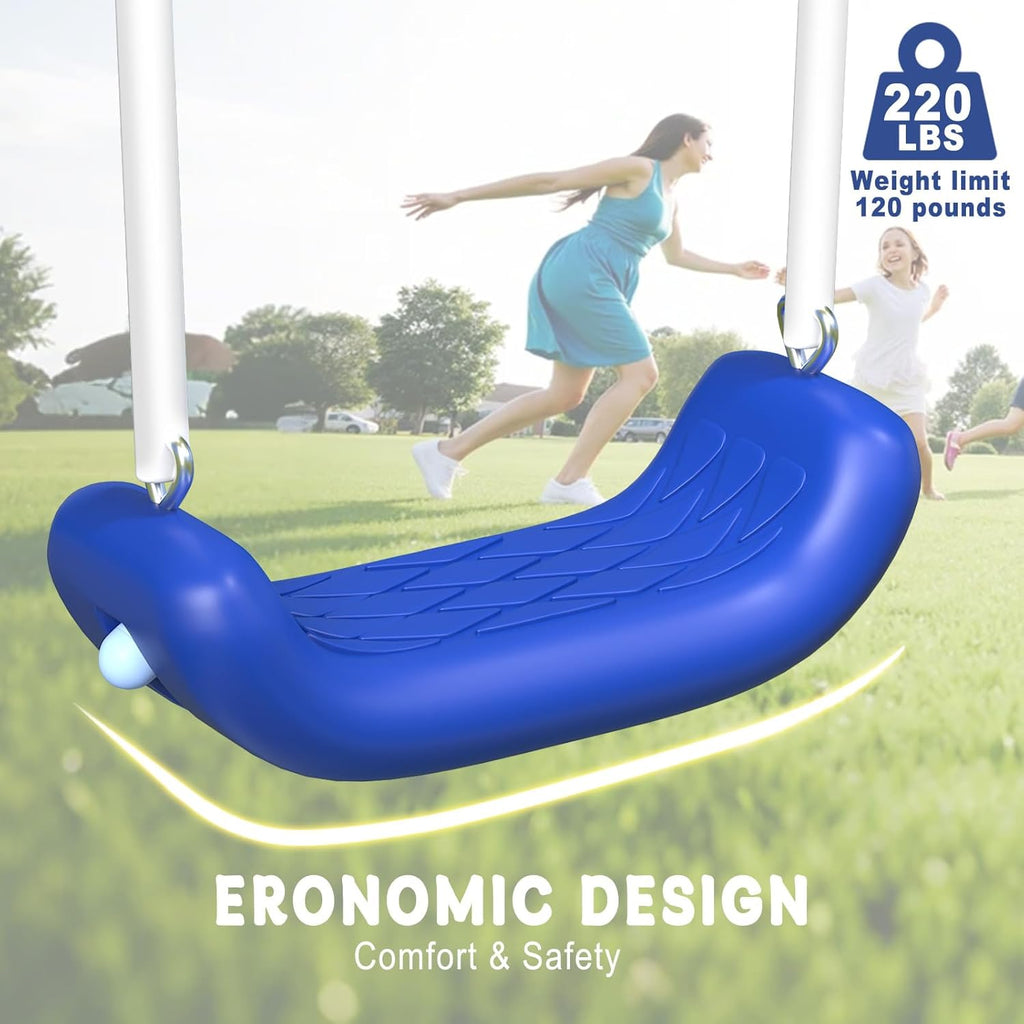 3-in-1 Swing Set for Backyard for Kids 3-8, 550lbs, Heavy Duty Metal A-Frame for Outdoor Playset, Two Blow-Molded