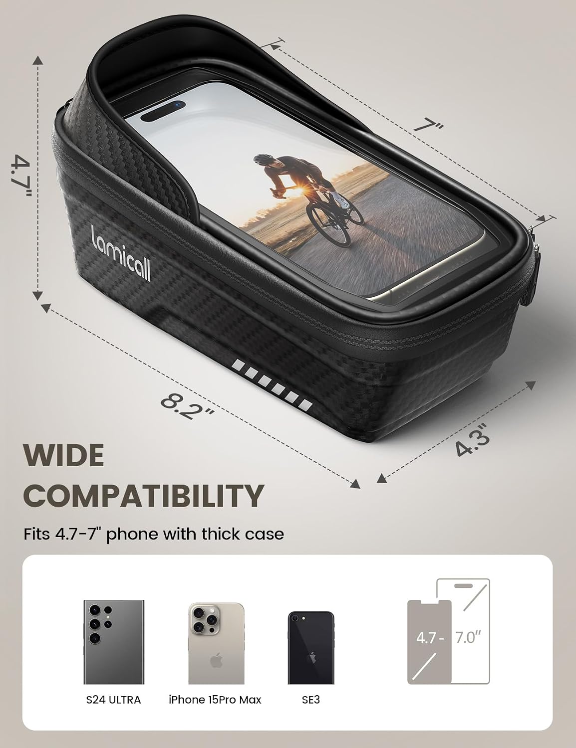 Bike Frame Bag Waterproof - [1s Release] Bike Phone Mount Holder | 2 in1 Bicycle Top Tube Bag, Cycling Pouch with