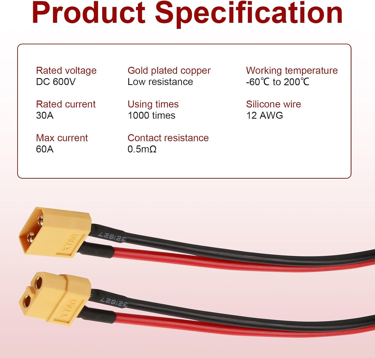 XT60 Connector Plug Cable with Plug and Socket Pigtail Leads (6 Pcs)