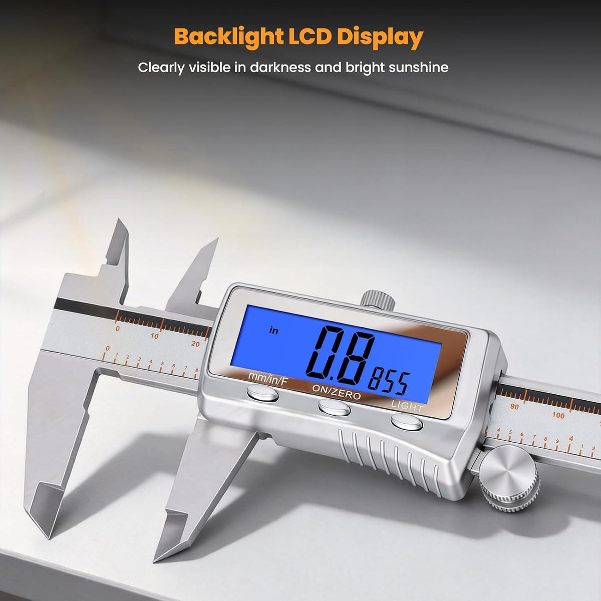HARDELL Digital Caliper 6 Inch, Rechargeable All Metal W/Backlight Screen