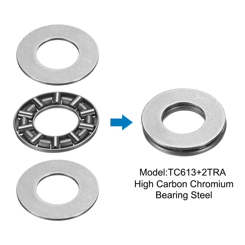 uxcell 8Sets TC613+2TRA Thrust Needle Roller Bearing 3/8 x 13/16 x 5/64
