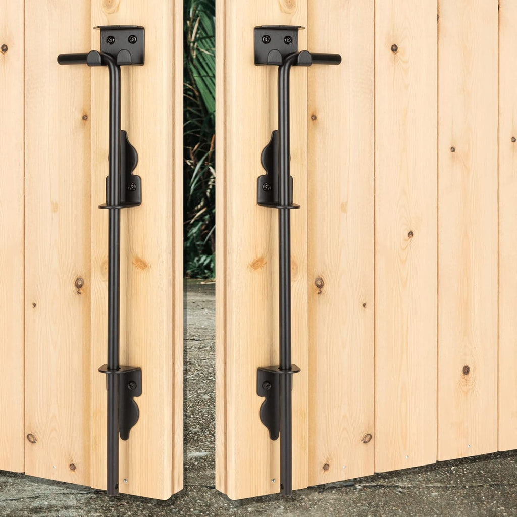 18" Heavy Duty Cane Bolt Drop Rod-Steel Gate Ground Latch Designed for Wood Metal Vinyl Gates or Double Doors Fence