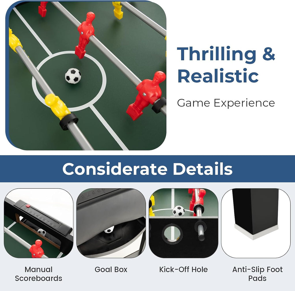 4 in 1 Multi Game Table, 49" Combo Game Table with Foosball Table, Pool Billiards, Air Hockey & Table Tennis for