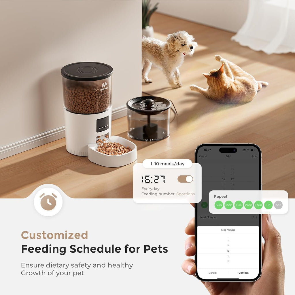 5G WiFi Automatic Cat Feeder and Water Dispenser, Timed Dry Food Dispenser APP Remote Control, Programmable Portions