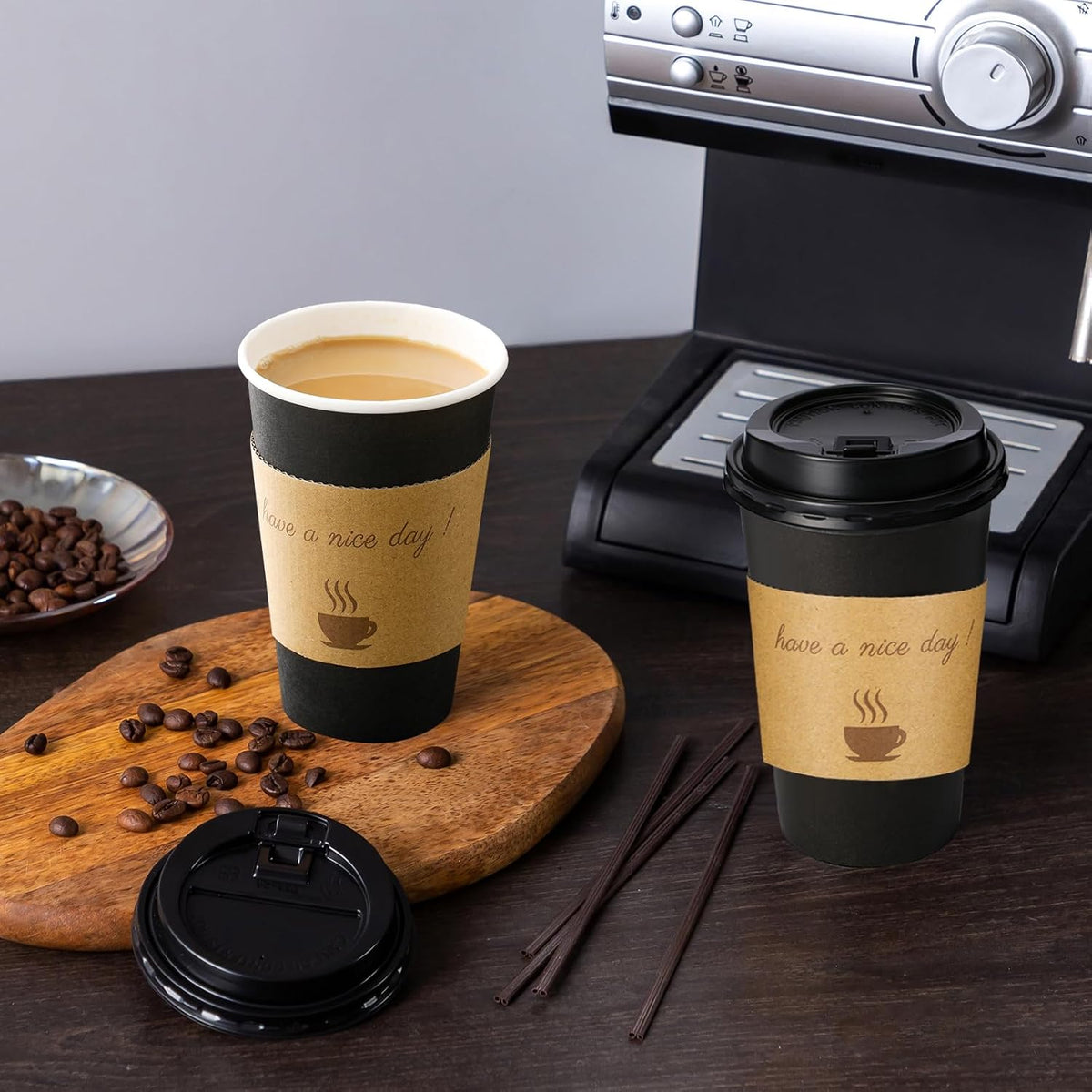 16 oz Coffee Cups 50 Pack, Disposable To Go Paper Cups with Lid