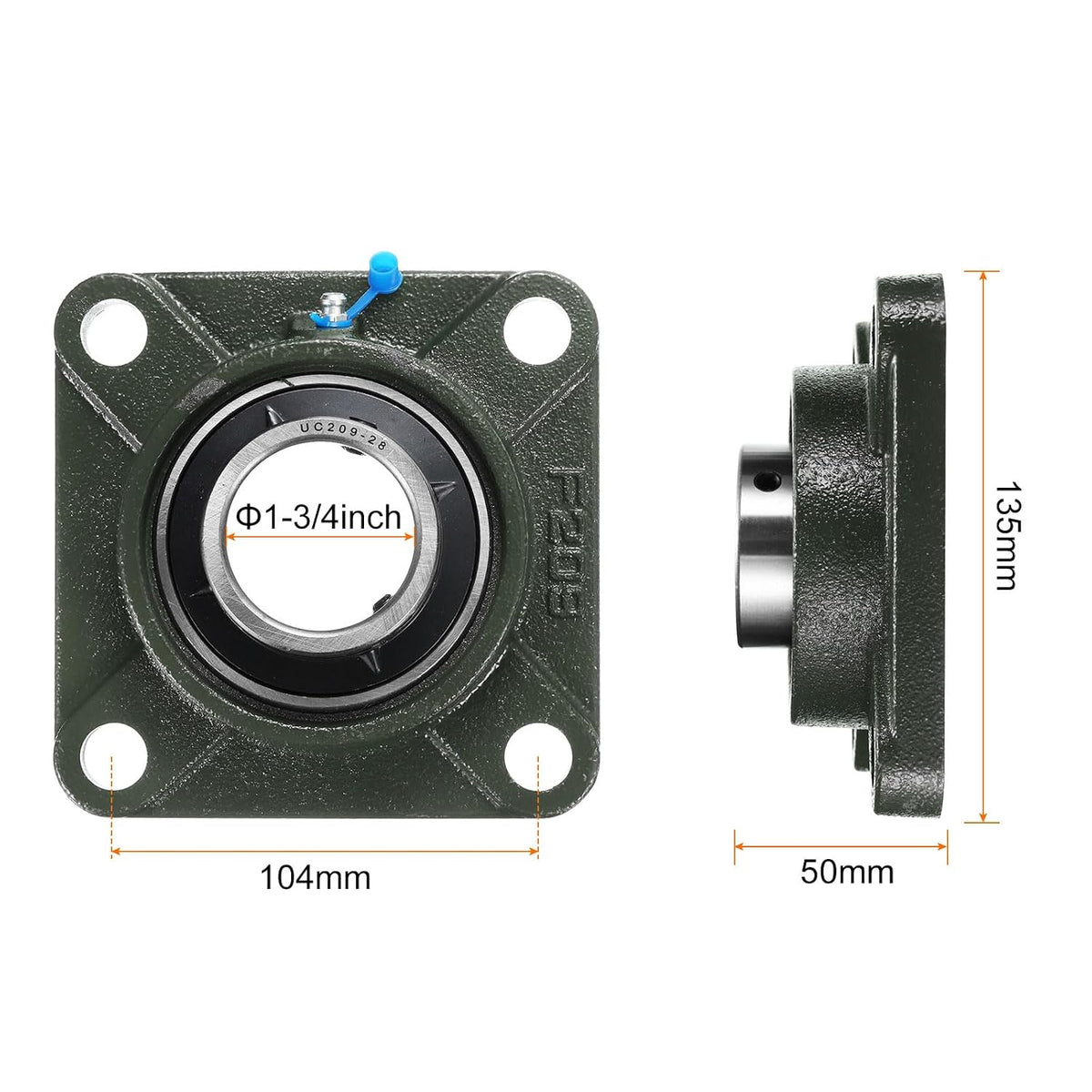 uxcell 2pcs UCF209-28 Pillow Block Bearings 1 3/4 in Bore Self Alignment