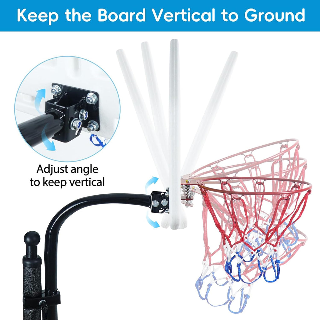 Trampoline Basketball Hoop, Universal Trampoline Accessories, Fits Straight Pole & Curved Pole, Upgraded Basketball