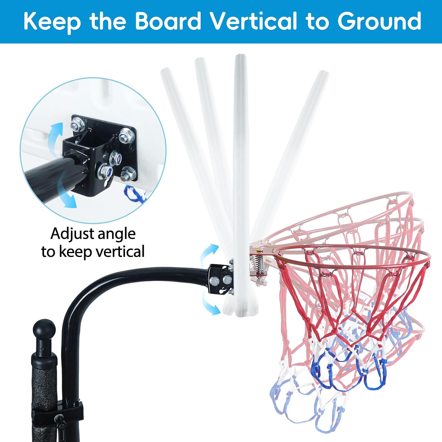 Trampoline Basketball Hoop, Universal Trampoline Accessories, Fits Straight Pole & Curved Pole, Upgraded Basketball