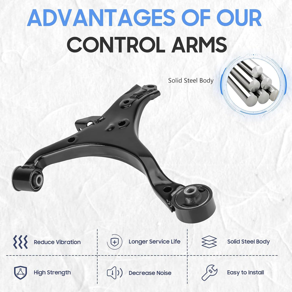 Front Lower Control Arms w/Ball Joints Replacement Suspension Kit for 2001-2005 Honda Civic Sedan & Coupe, 2001-2005 Acura EL (4pc)