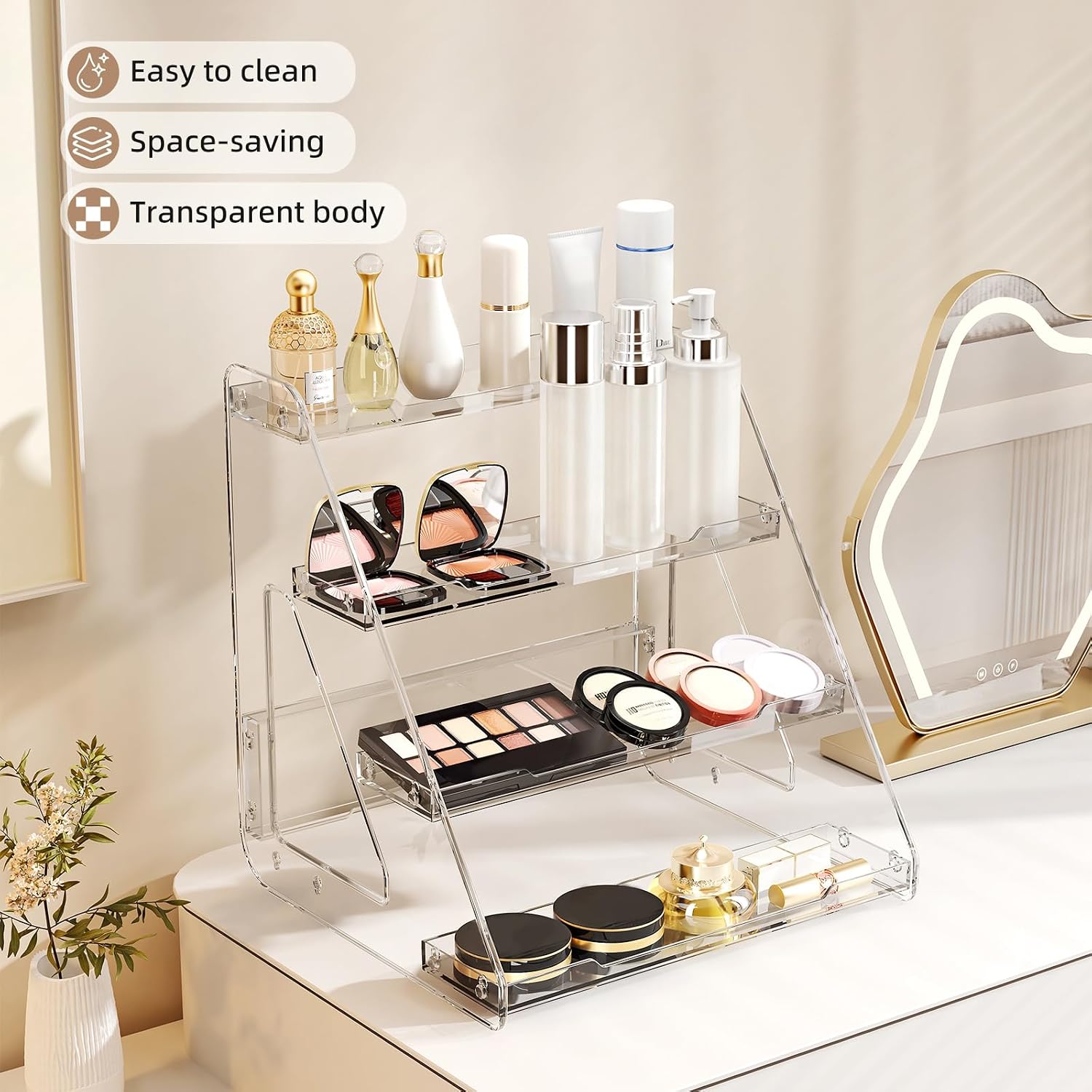 Clear Riser Display Stands 4 Tier Display Shelf Tiered Display Rack | Tiered Display Stand Makeup Organizer Acrylic