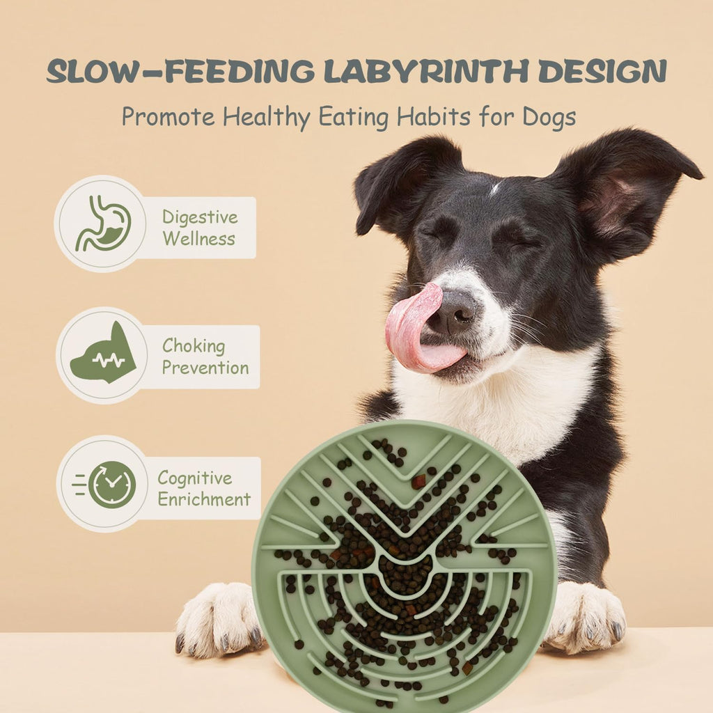 Slow Feeder Dog Bowl for Large & Small Pets, Anti Choking Puzzle Dog Food Bowl with Non-Slip Base, Interactive Pet