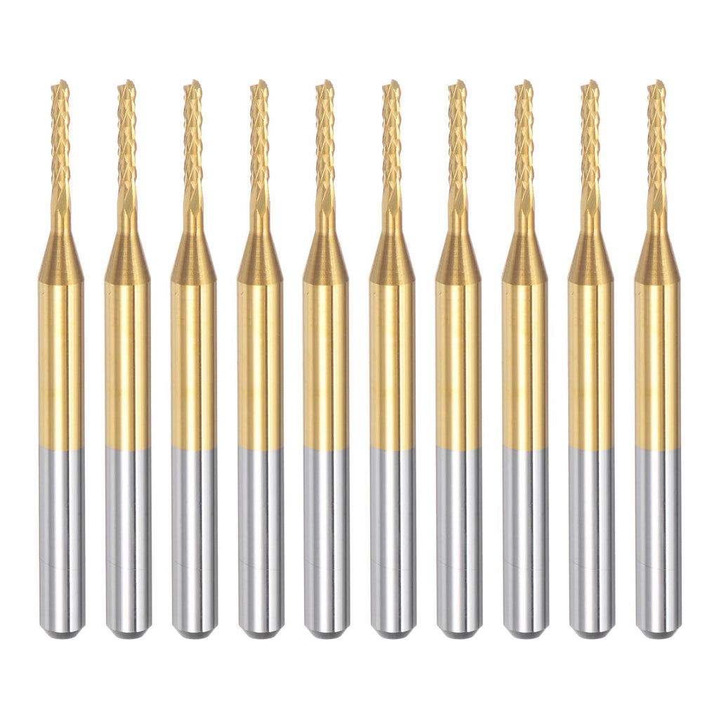uxcell 10Pcs 1.3mm Titanium Coat Carbide End Mill Engraving Milling Cutter CNC Router Bits for PCB Machine, 1/8" Shank