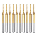 uxcell 10Pcs 1.3mm Titanium Coat Carbide End Mill Engraving Milling Cutter CNC Router Bits for PCB Machine, 1/8" Shank