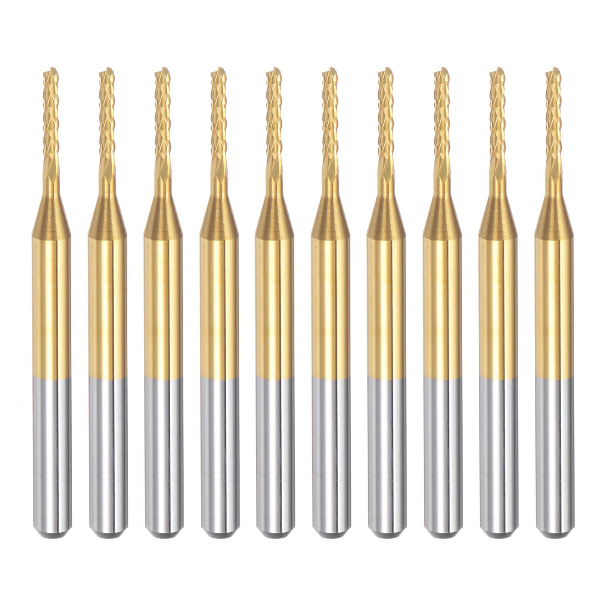 uxcell 10Pcs 1.3mm Titanium Coat Carbide End Mill Engraving Milling Cutter CNC Router Bits for PCB Machine, 1/8" Shank