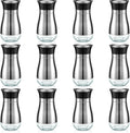 12 Pack Stainless Steel Salt and Pepper Shakers Set with Stainless Steel Lid Glass Bottle Refillable Salt Dispenser