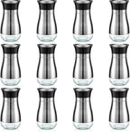 12 Pack Stainless Steel Salt and Pepper Shakers Set with Stainless Steel Lid Glass Bottle Refillable Salt Dispenser