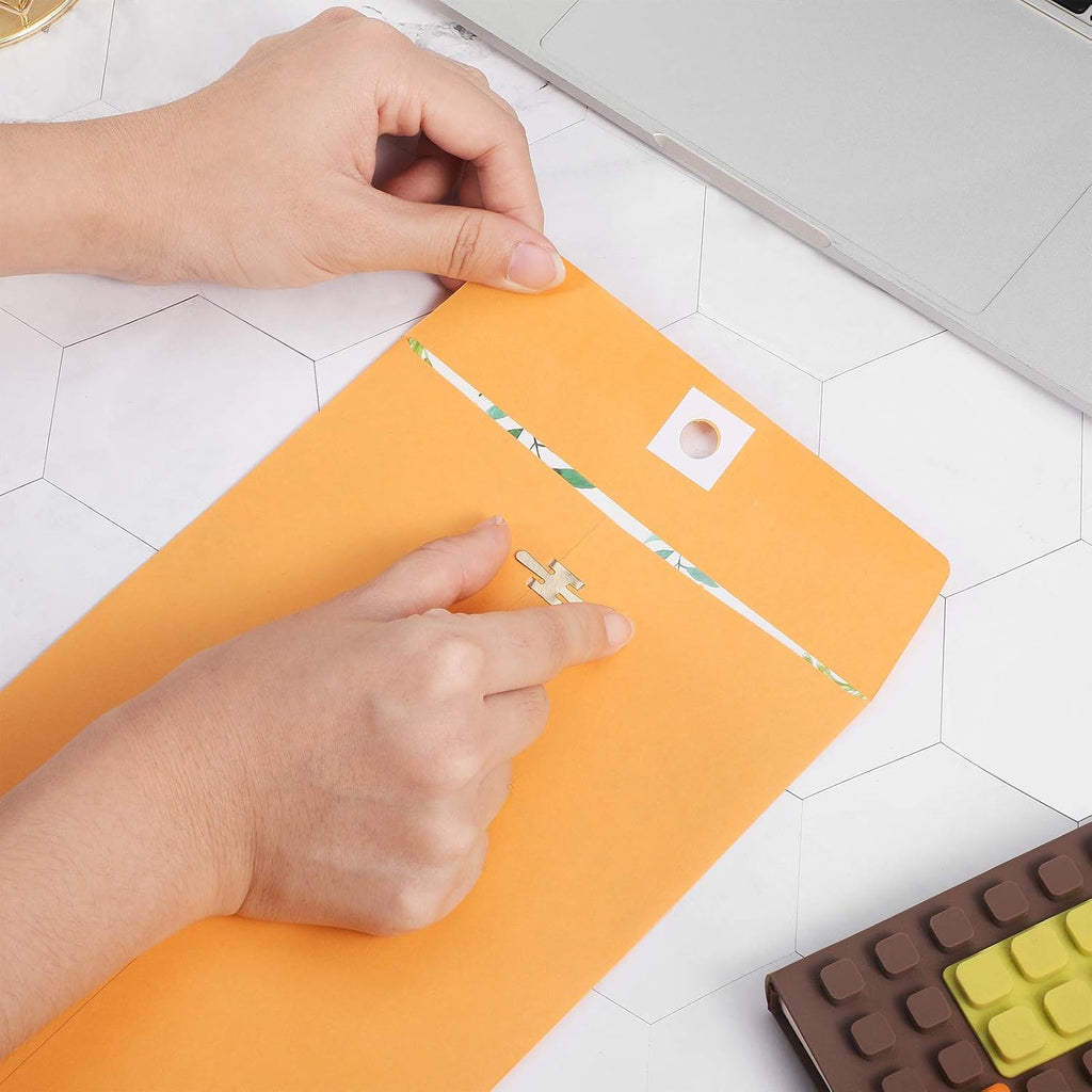 50 Pcs 4 Sizes Clasp Envelopes Kraft Clasp Envelope, Yellow