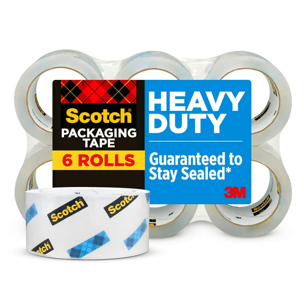 Heavy Duty Shipping Packing Tape, Clear, Shipping and Packaging Supplies, 1.88 in. x 54.6 yd., 6 Tape Rolls