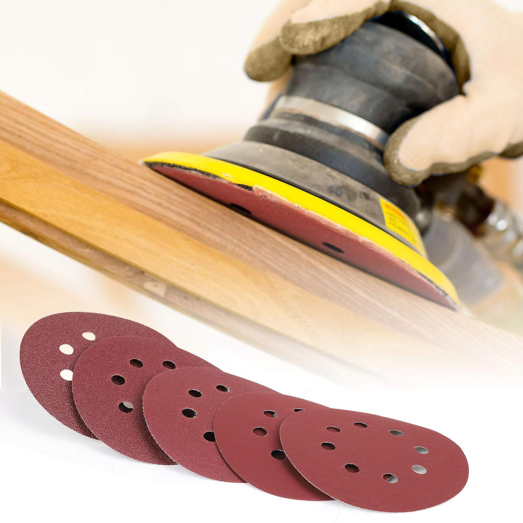 200-Piece 5-Inch Sanding Discs Sandpapers | 8-Hole Hook and Loop, 13 Grades Orbital Sandpaper, Include 40 60 80 100