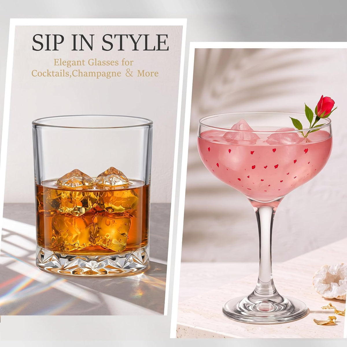 6 Set Cocktail Glasses Mixed Drinkware,6-piece Pair Set