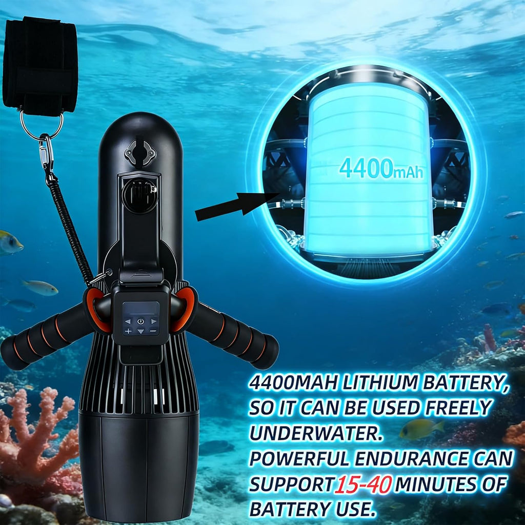 500W Electric Underwater Scooter, 40M Free Diving Snorkeling Sea Scooter, Brushless Motor Removable Battery Water