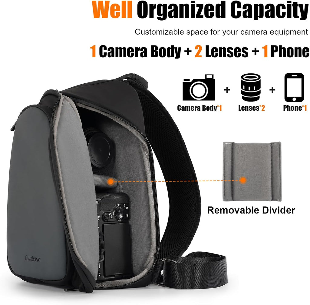 Camera Sling Bag Small, DSLR/SLR/Mirrorless Compact Camera Bag | Water-resistant Camera Shoulder Case Crossbody