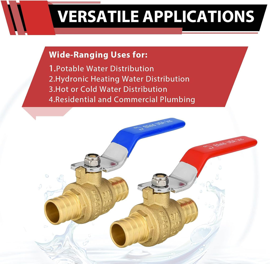 10Pcs EFIELD 3/4" PEX Barb Crimp Brass Ball Valve(VALVE013-10)