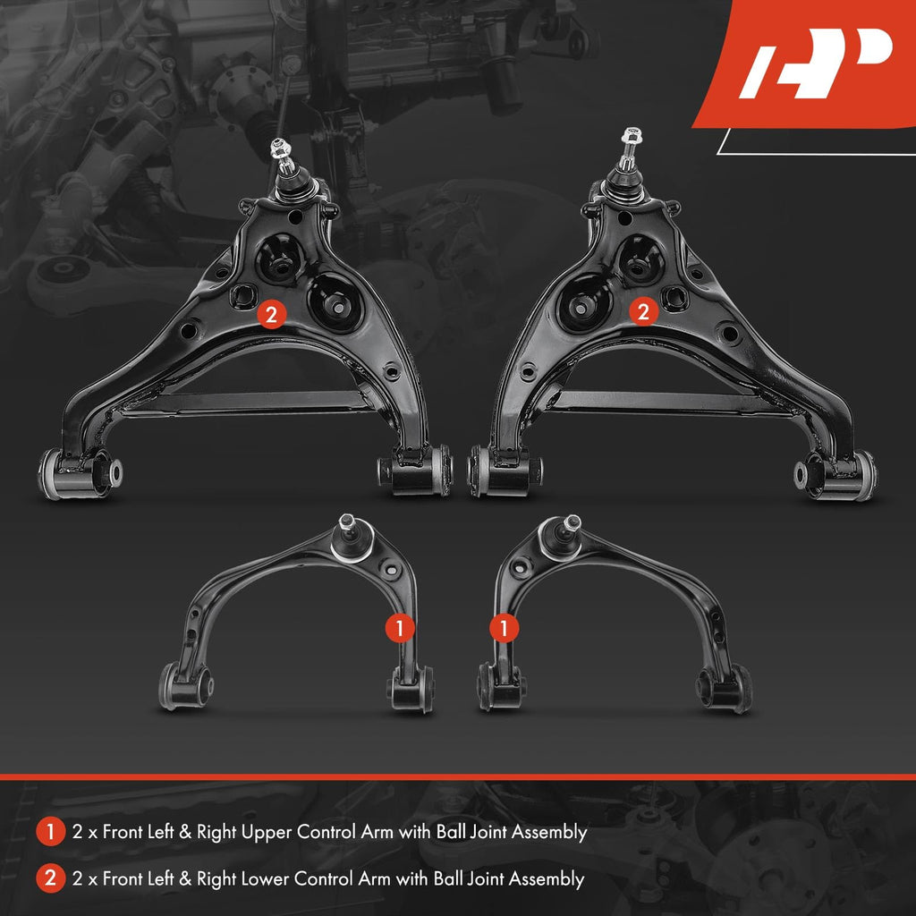 A-Premium Front Upper & Lower Control Arm Kit, with Ball Joint & Bushing